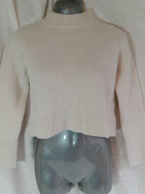 Hudson North 100% Cashmere Size L Women's White Soft Turtleneck Cropped